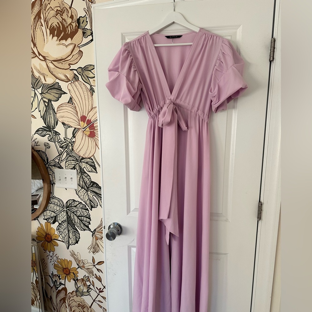 Lavender V-Neck Maxi Dress